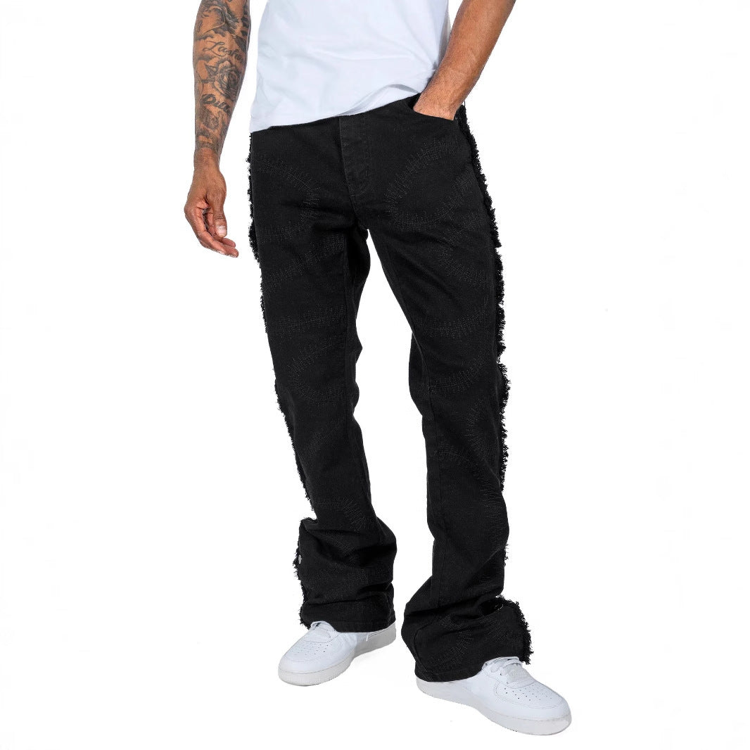 Men's Trousers Slightly Stretch Embroidered Jeans