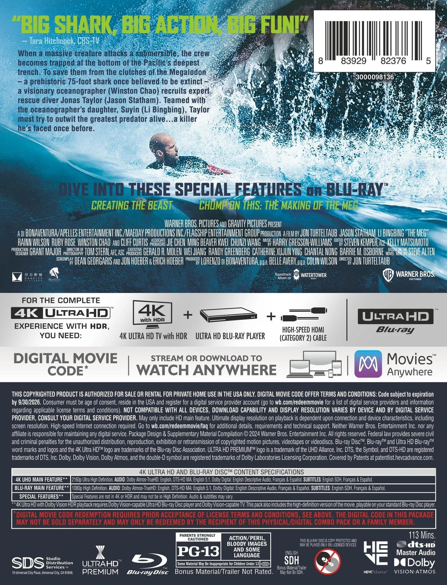 The Meg - Steelbook (4K Ultra HD + Blu-ray + Digital)