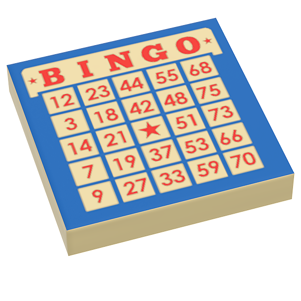 Bingo Custom Printed 2x2 Tile made using LEGO part