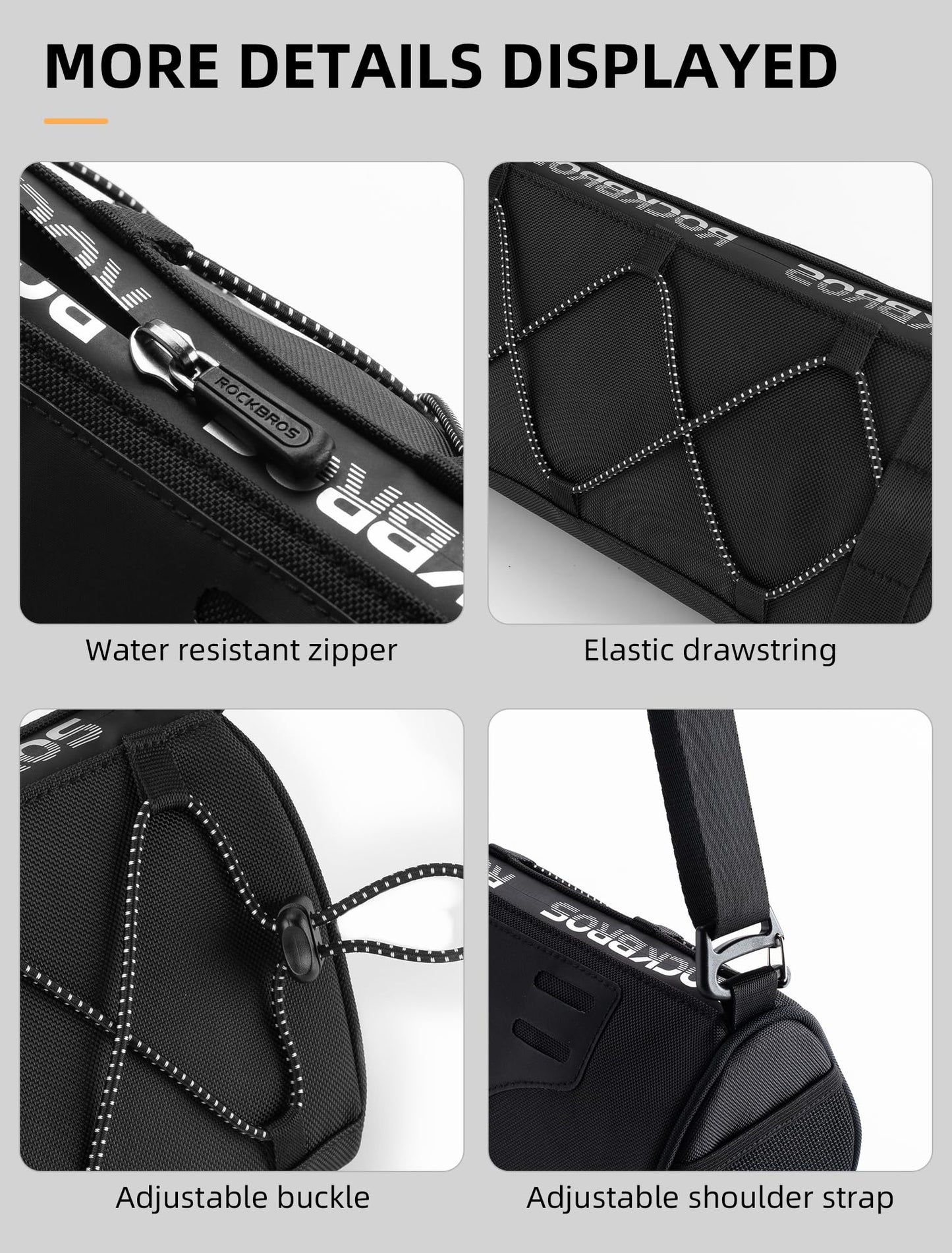 ROCKBROS 1.5L Bike Handlebar Bag - Reflective Front Handlebar Bag for MTB Road Bikes