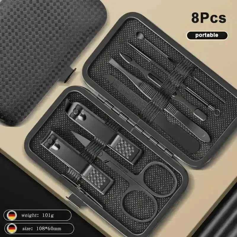 Black Manicure Nail Clipper Set Case
