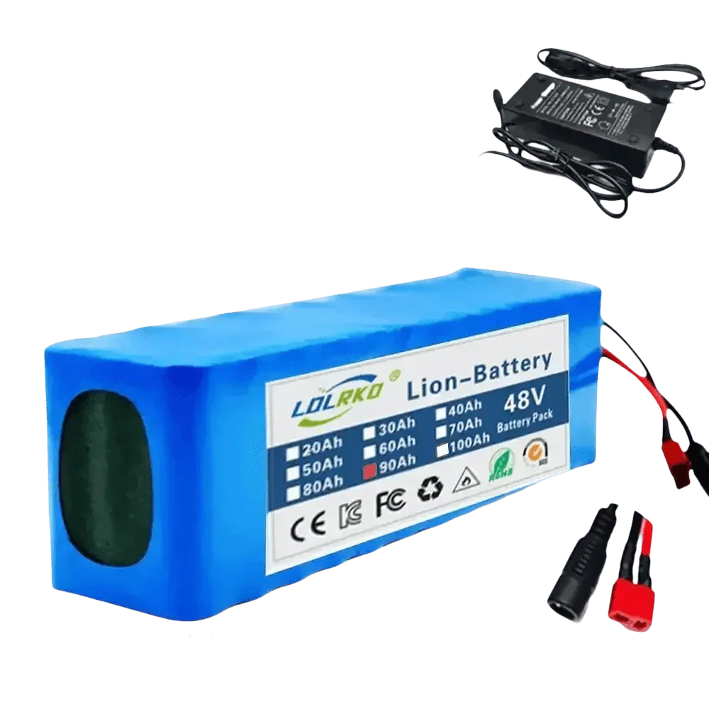Blue 48V 90Ah Lithium-Ion Battery Pack with Charger