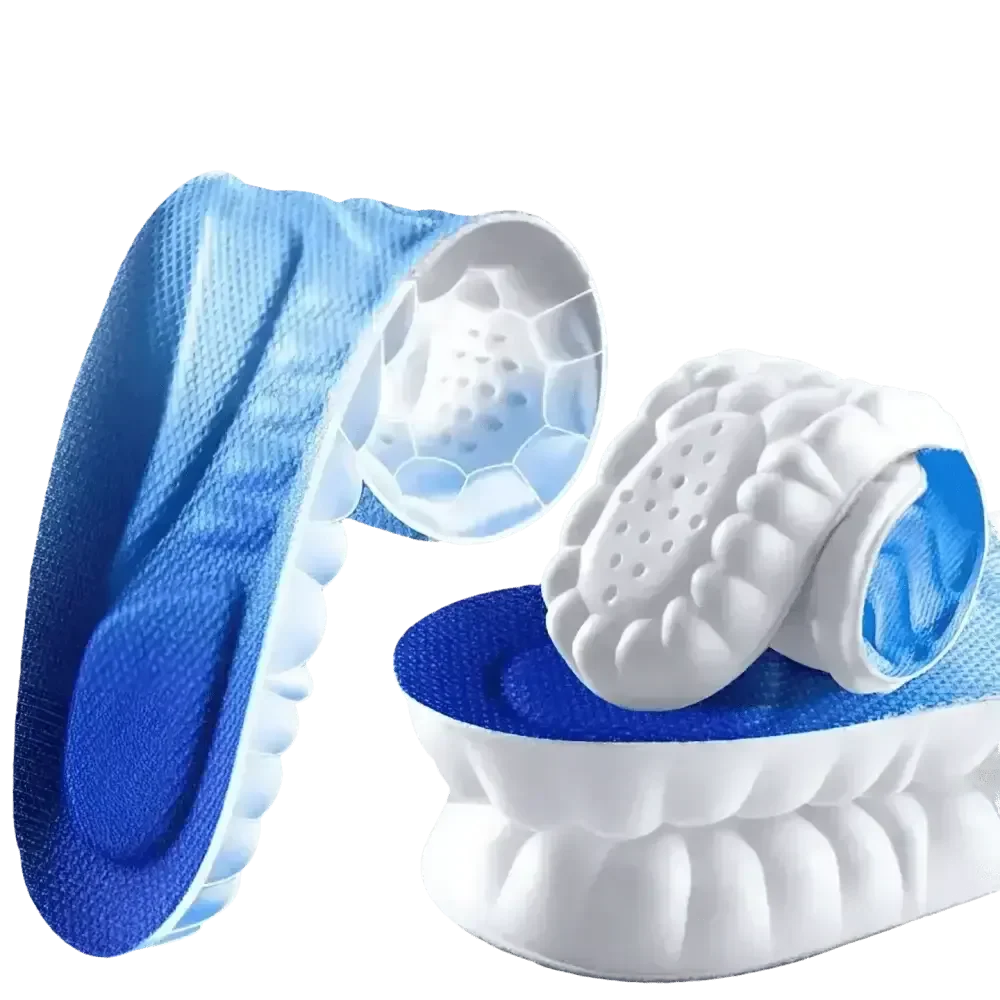 Blue and White Sports Insoles Breathable Shock Absorption, mens sports insoles