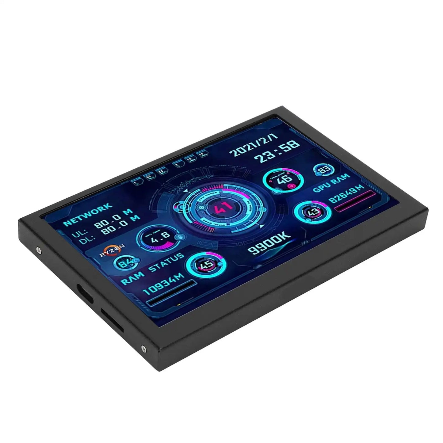 PC CPU Data Monitor 5in IPS USB C TYPE C Temperature Display PC CPU GPU RAM Data Monitor