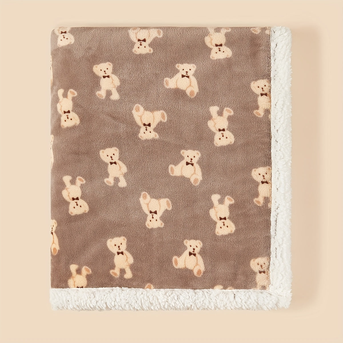 Cozy Bear Cow Pattern Plush Blanket - Luxurious Fleece-lined, Adorable Decor - Perfect Heartwarming Gift for Christmas, Thanksgiving, New Year, Valentines Day