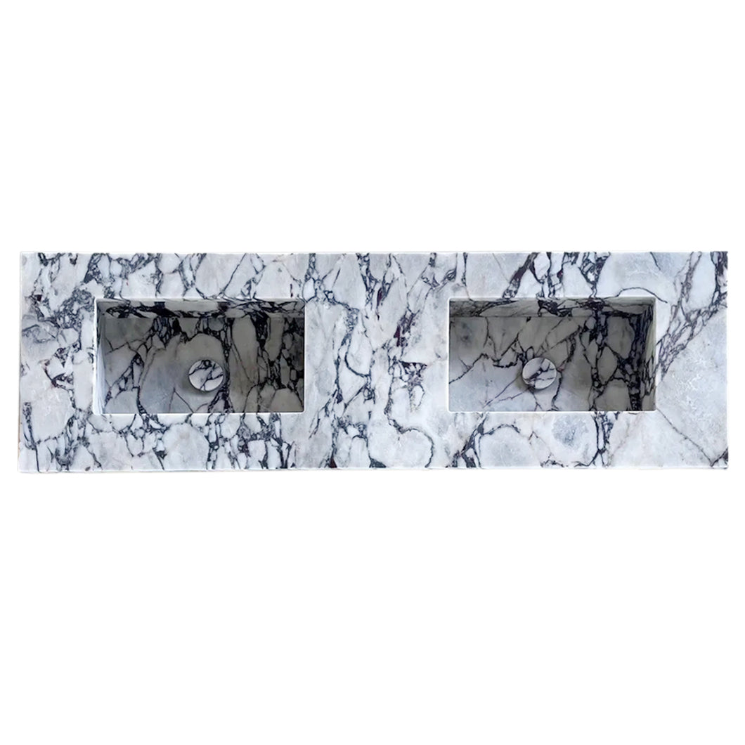 Calacatta Viola Marble Bathroom Double Sink Vanity (W)22" (L)67" (H)8"