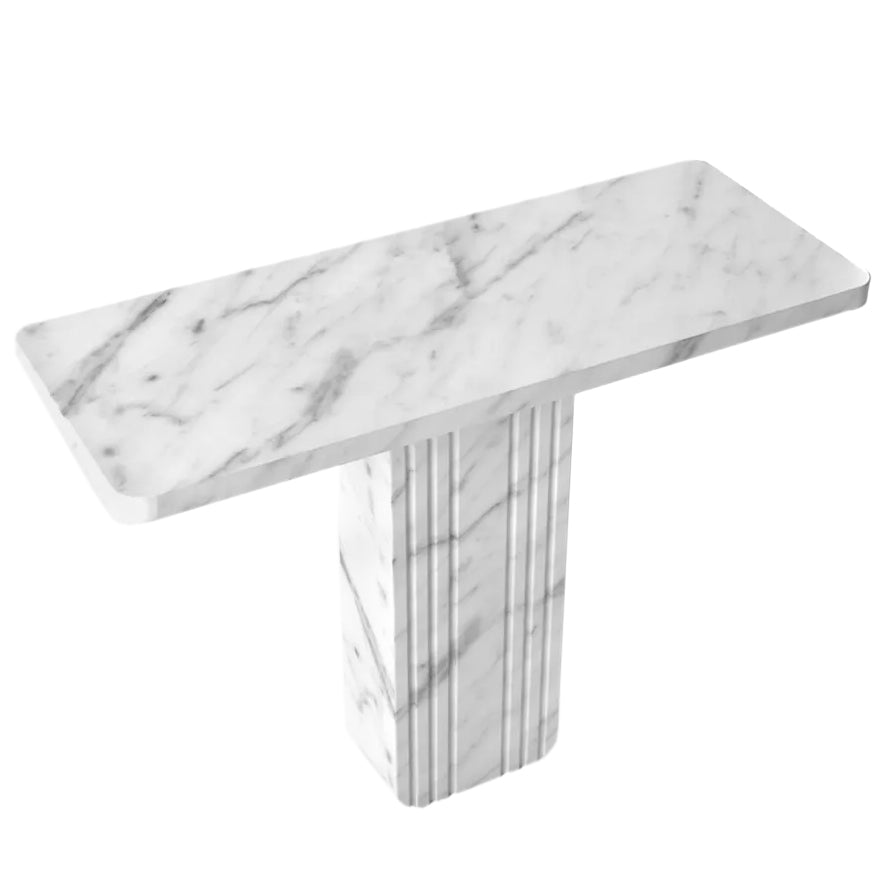 Carrara White Marble Designer Console Polished (W)15" (L)40" (H)32"
