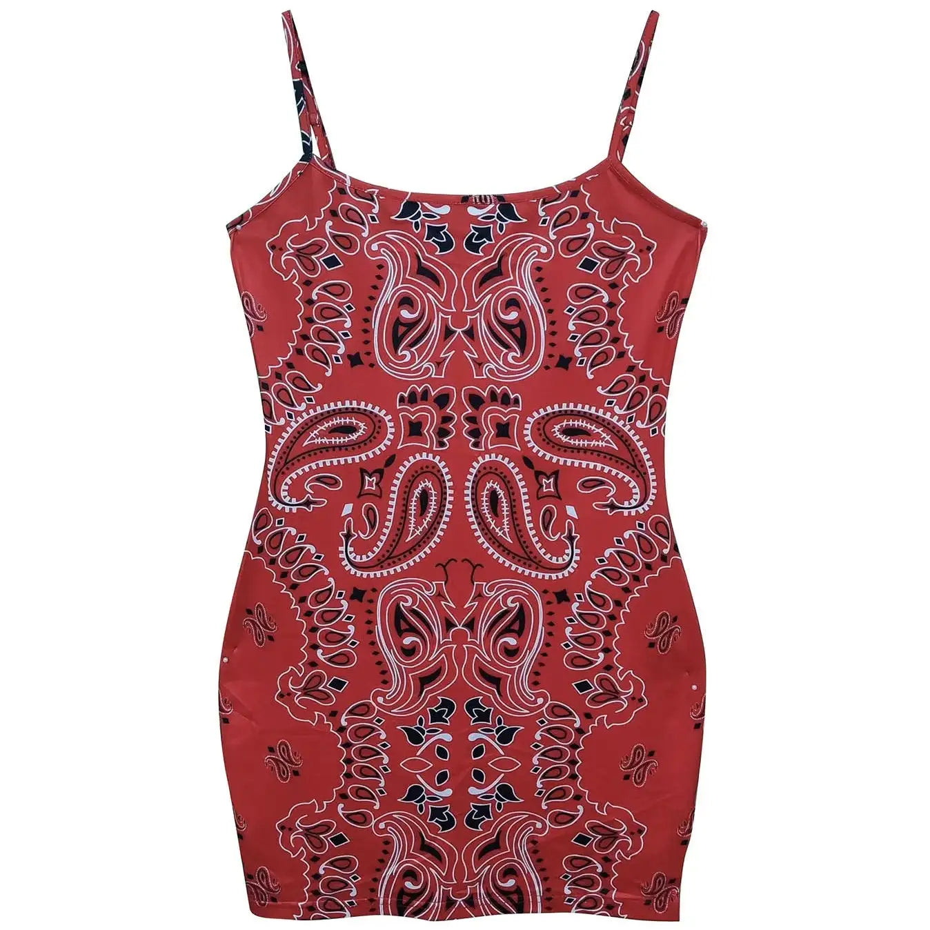 Ladies' Fashionable Cashew Print Sexy And Hot Hip Hugging Suspender Dress