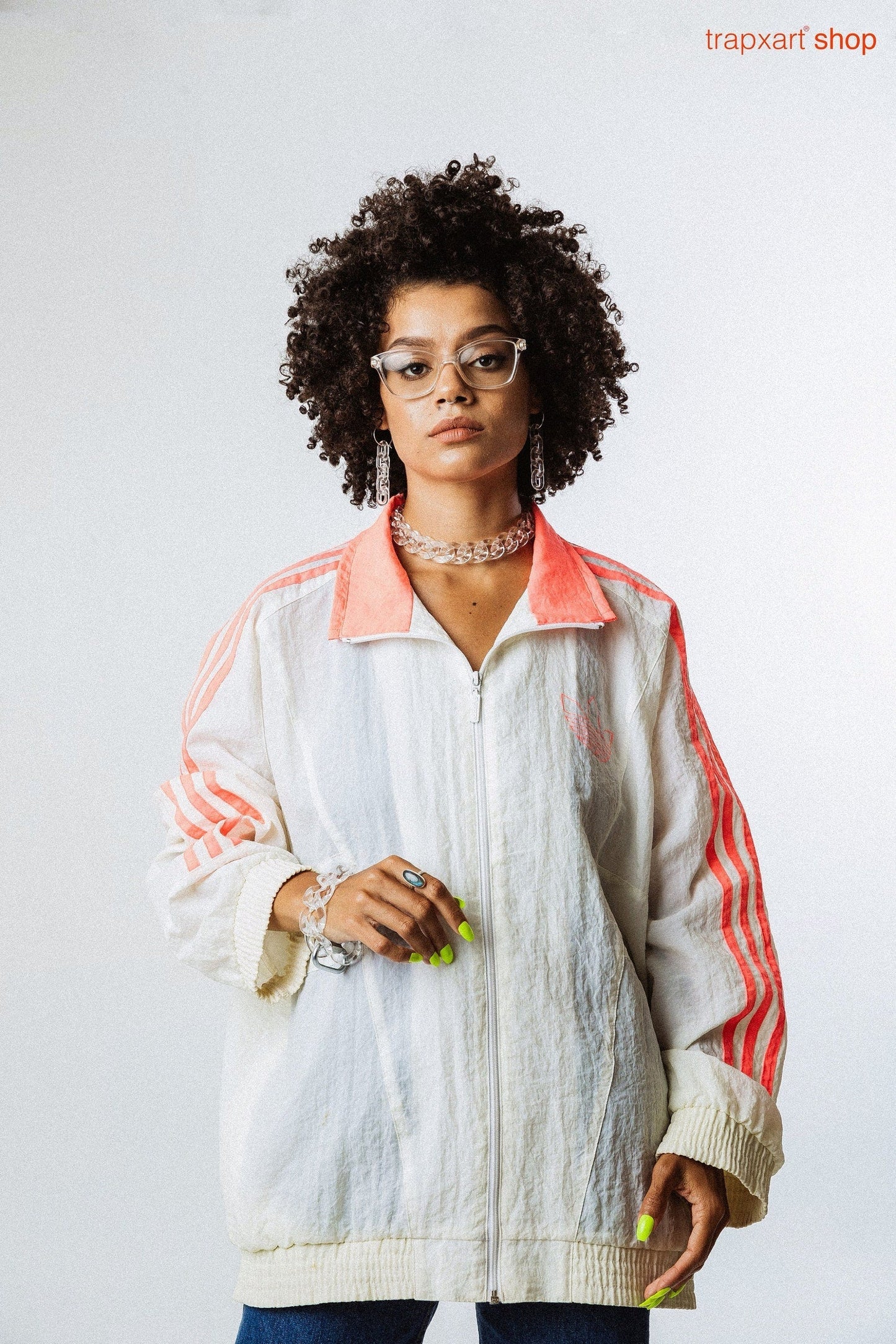 Clear Large Cuban Link Choker Acrylic glass Chain. Necklace