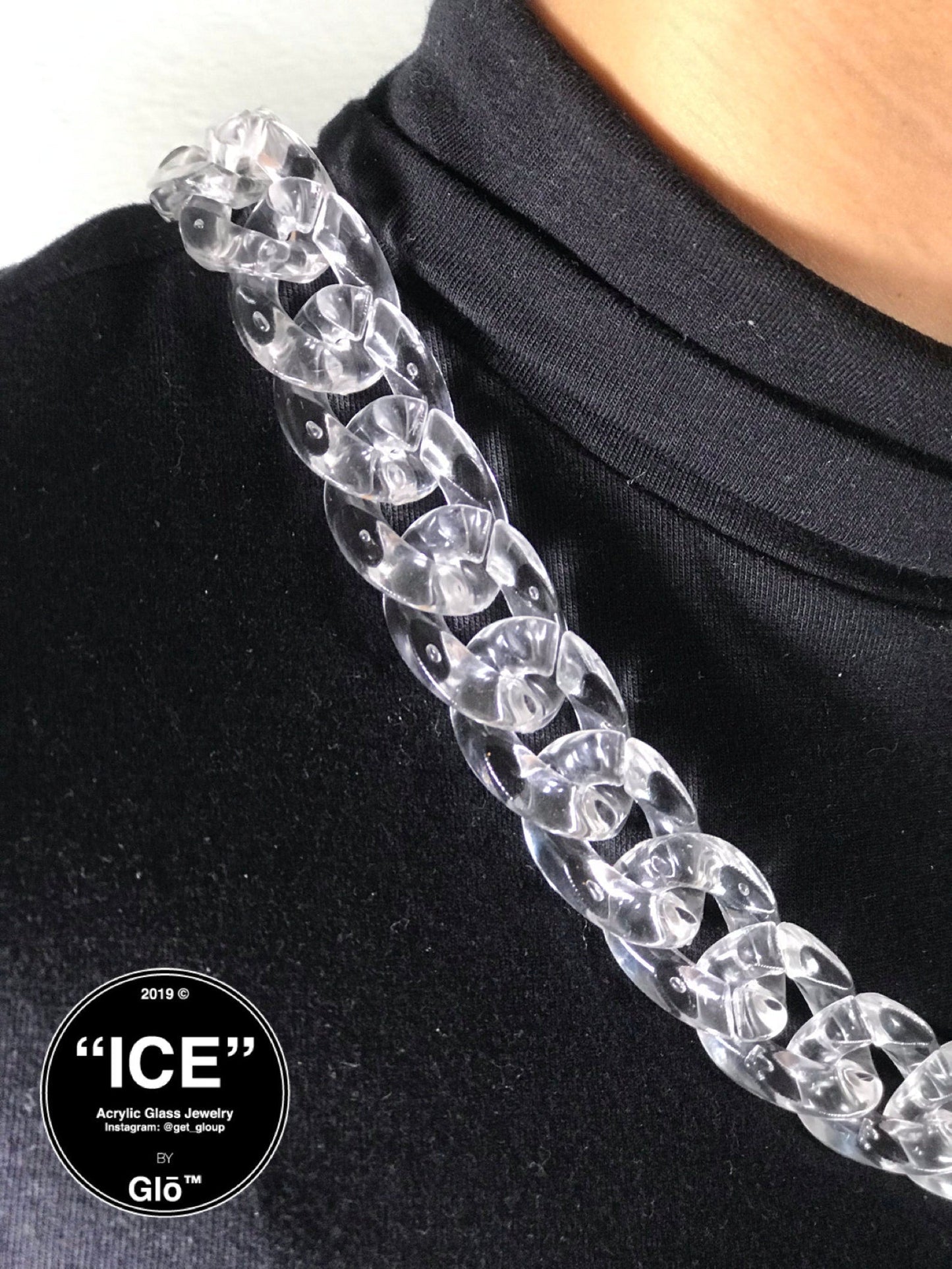 Clear Large Cuban Link Necklace. Acrylic glass Chain.