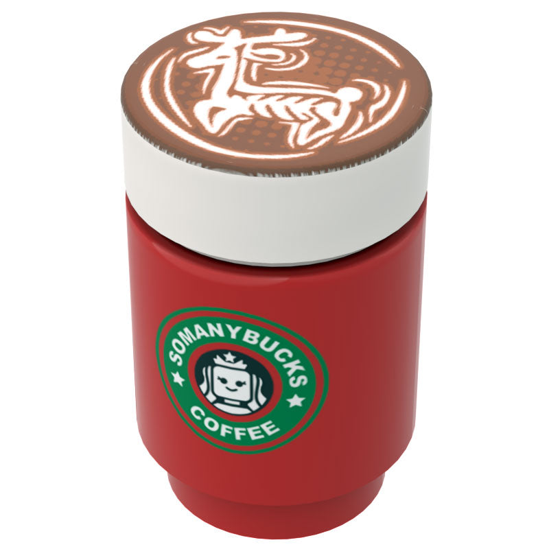 Somanybucks Christmas Coffee Cup w/ Christmas Reindeer Foam for Minifigs- B3 Customs