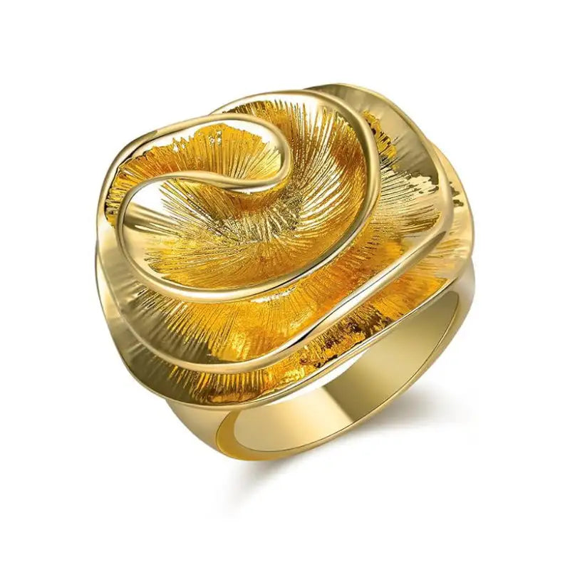 Creative Irregular Flower Ring Copper 18K Gold Women's