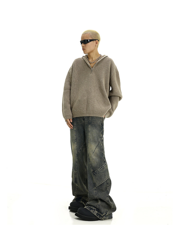 American Retro Distressed Yellow Mud Washed Jeans