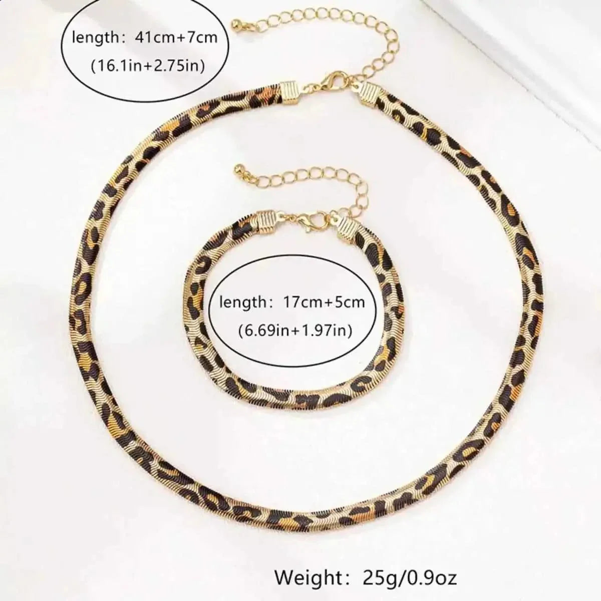 Chunky Leopard Necklace : Bracelet Jewelry Set
