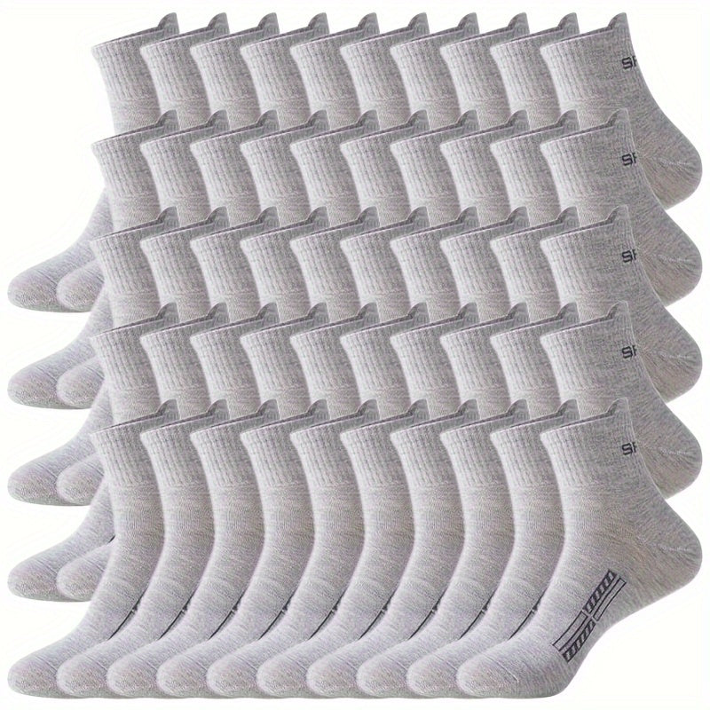 50 Pairs Of Men's Mid Crew Sport Socks, Sweat-absorbing Comfy Breathable Socks For Men's Basketball Training, Running Outdoor Activities