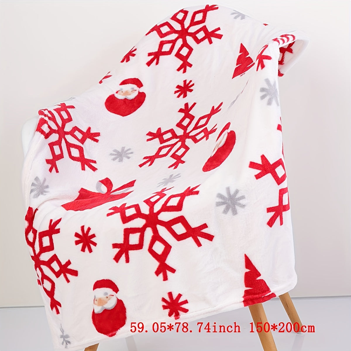 1pc Christmas Plush Bed Blanket, Soft Comfortable Blanket For Sofa Office Bed Camping Travelling Christmas Gift