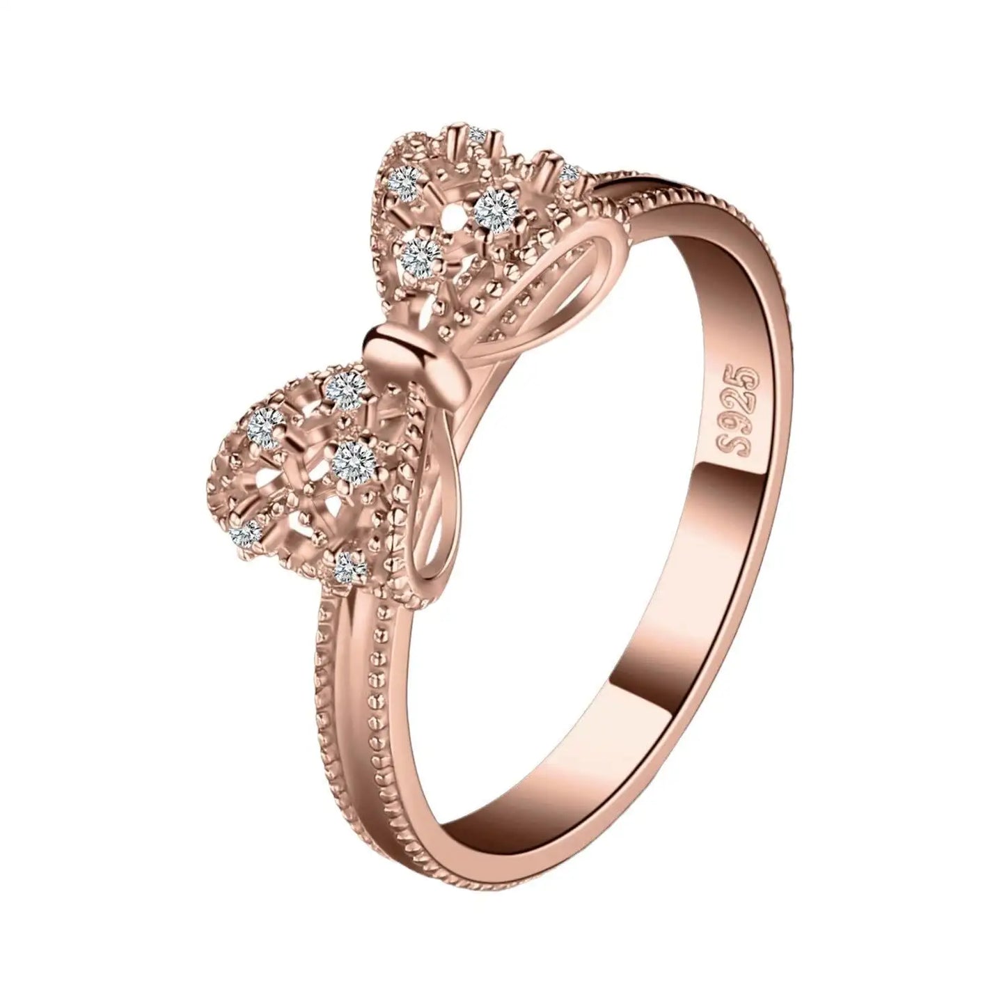 Three-dimensional Bow Ring Women's Rose Gold Simple