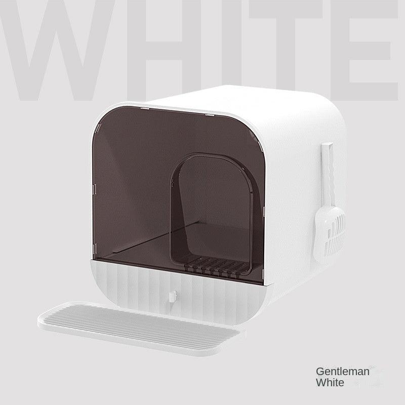 Enclosed And Splash-Proof Cat Litter Box With Drawer Design