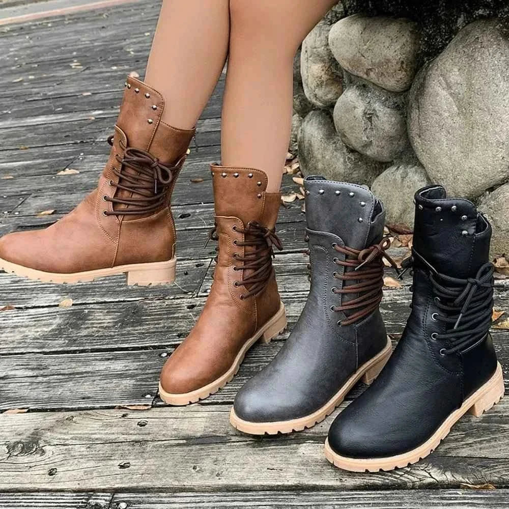 Stylish Round Toe : Platform Boots