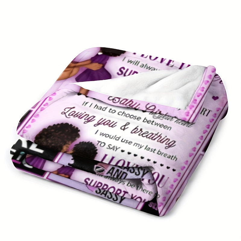 1pc To My Daughter Letter Blanket I Will Always Be There To Support You Love Mom, Women's Blanket Birthday Gift Winter Warm Blanket For Daughter