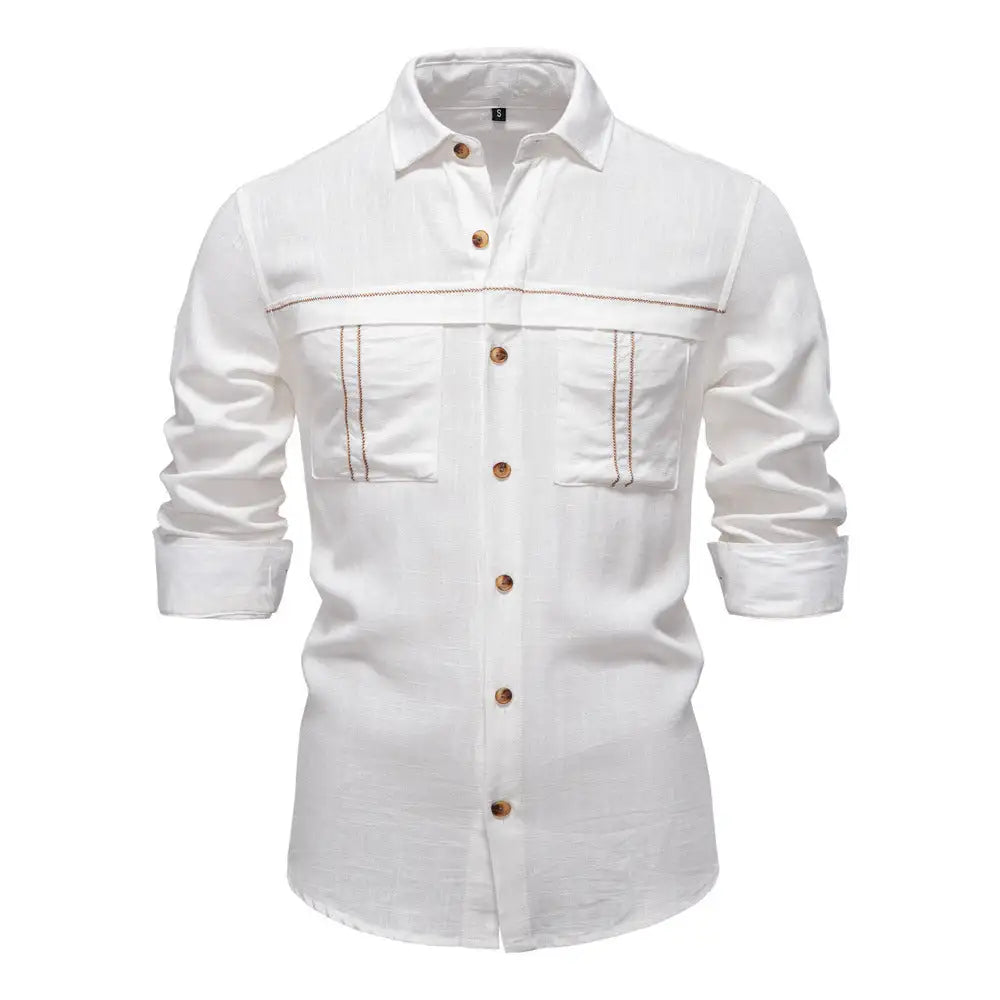 Men's Long Sleeve Shirt With Pocket Decoration
