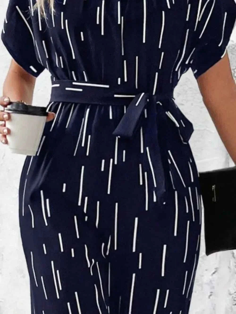 Tied Printed Mock Neck : Wide Leg Jumpsuit