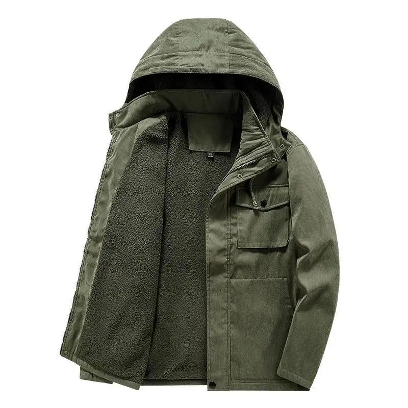 Thick Detachable Hat Lambswool Jacket