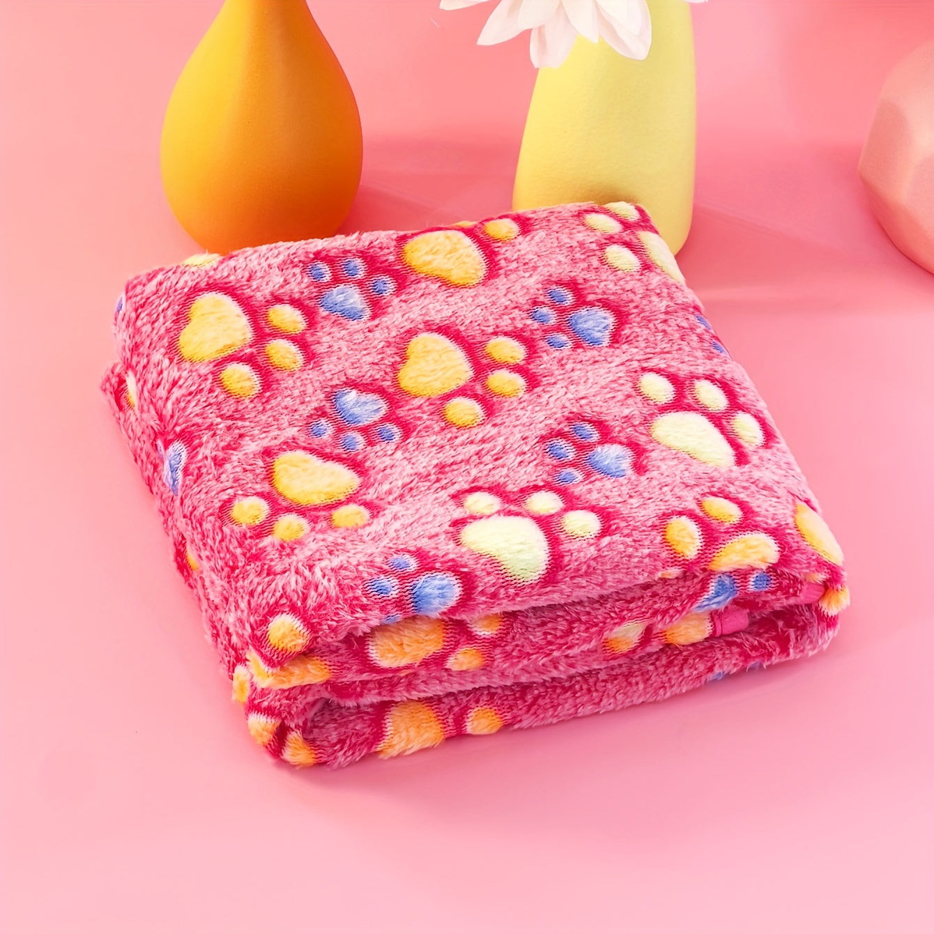 1pc Dog Paw Print Pet Blanket, Soft Velvet Dog Throw Blanket Suitable For Large Medium Small Dogs, Warm And Soft Dog Bed Cover