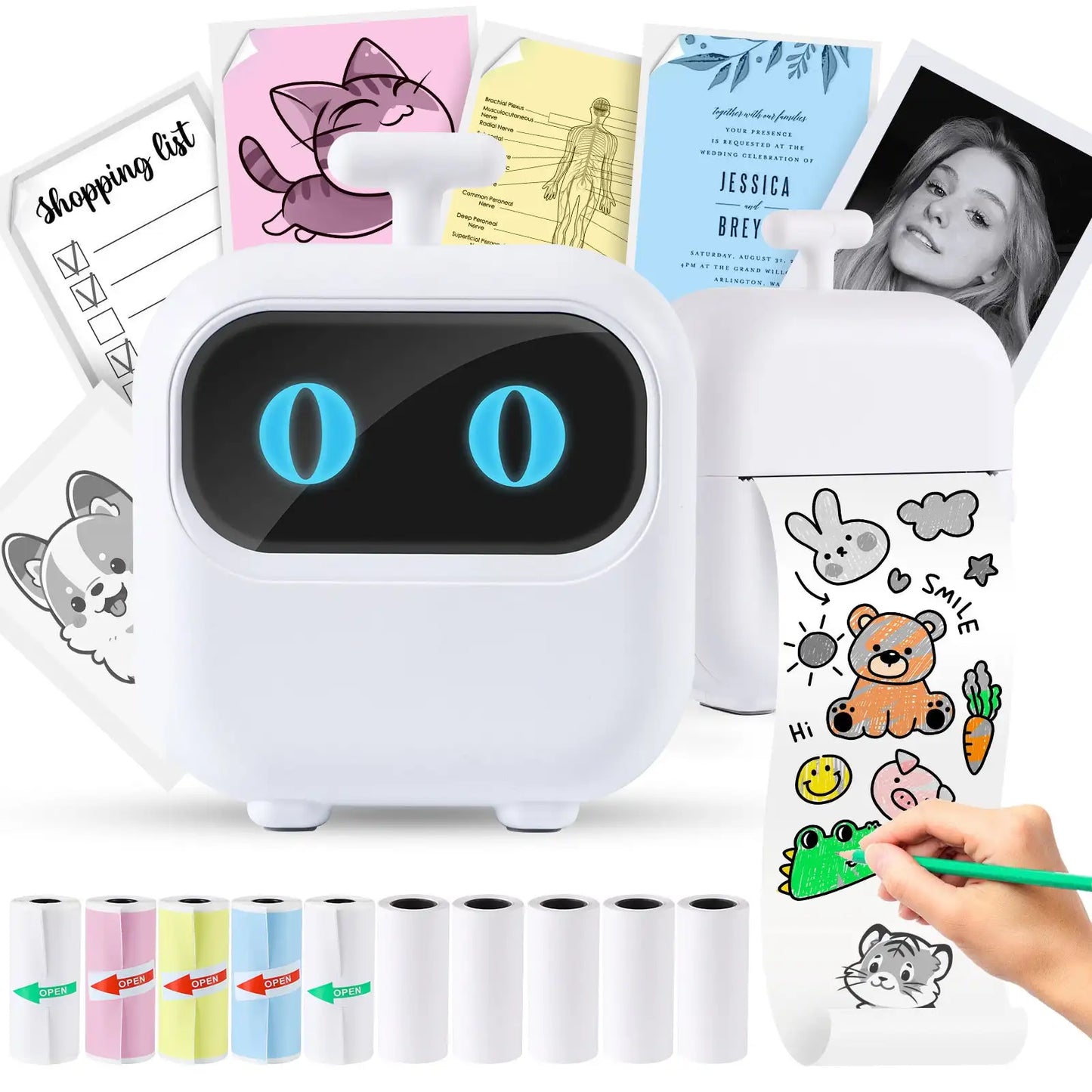 Mini Printer, All Purpose Sticker Maker With Thermal Papers, Bluetooth Portable Printer All Purpose