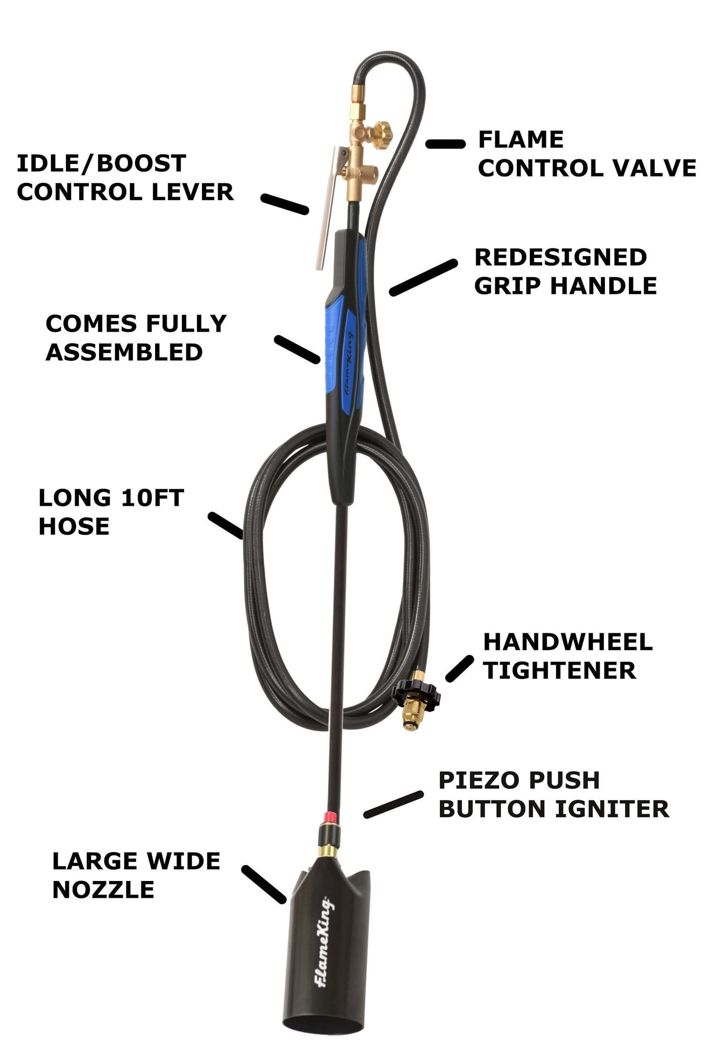 Flame King Heavy Duty Propane Torch Weed Burner 500,000 BTU with Push Button Piezo Ignitor