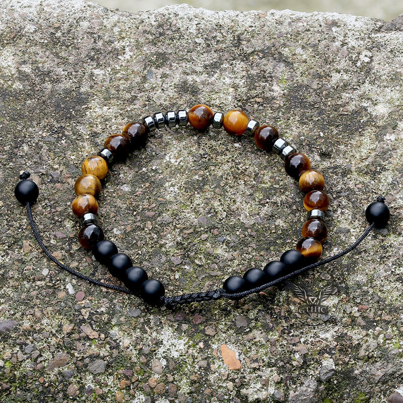 Fuck Off Tiger Eye Morse Code Braided Bracelet