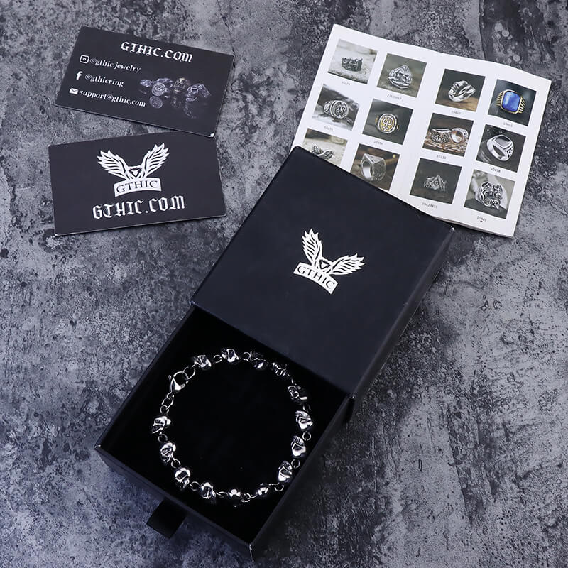 Gothic Skull Head Link Stainless Steel Bracelet