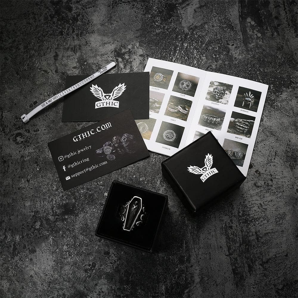 Vampire Coffin Stainless Steel Skull Ring