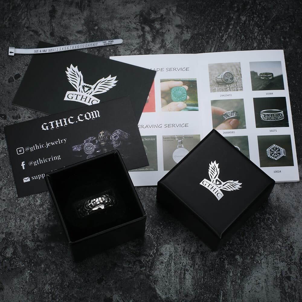 Surrounded Stainless Steel Skull Ring