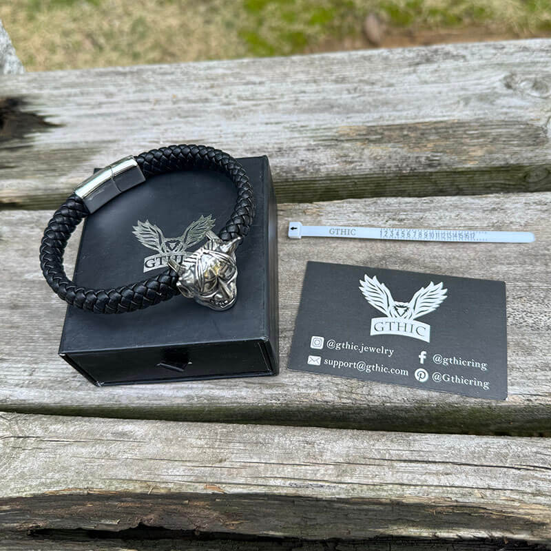 Hannya Oni Stainless Steel Leather Bracelet