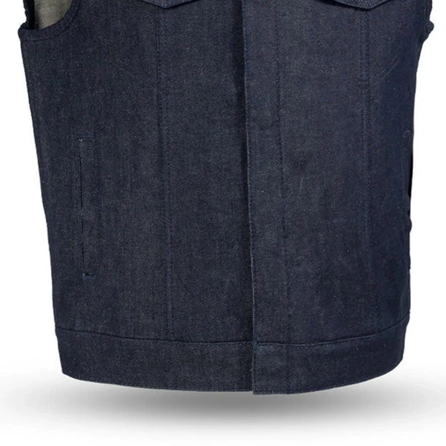 Haywood Men's Motorcycle Denim Vest - Blue