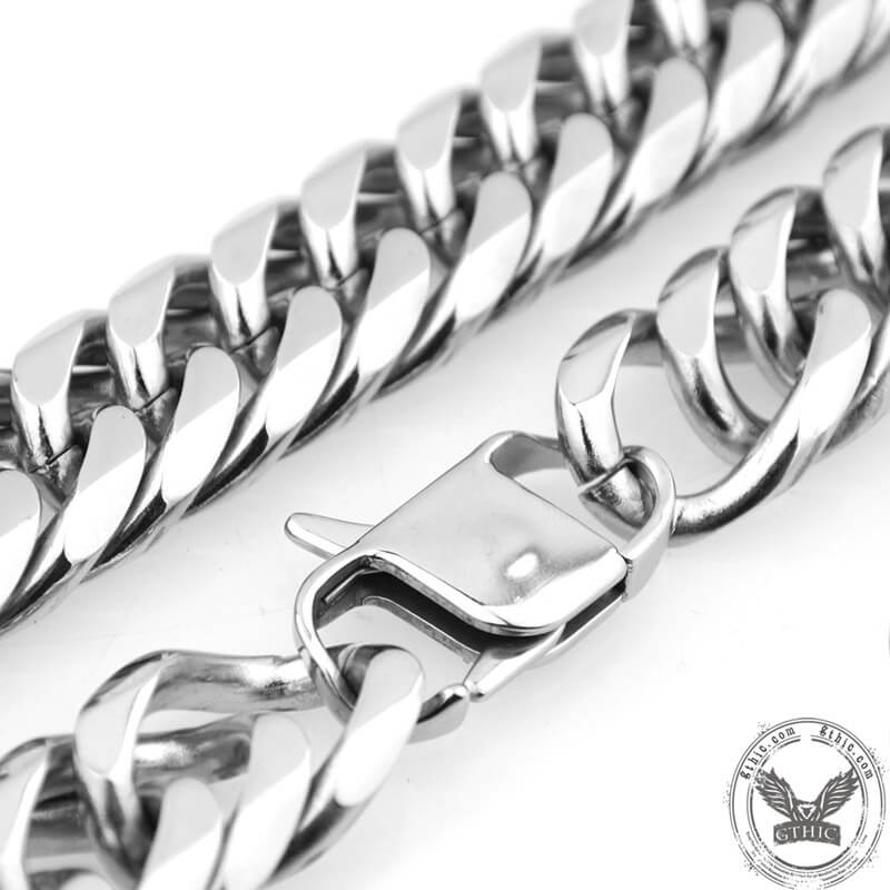 Heavy Polished Cuban Link Chain Stainless Steel Men's Necklace