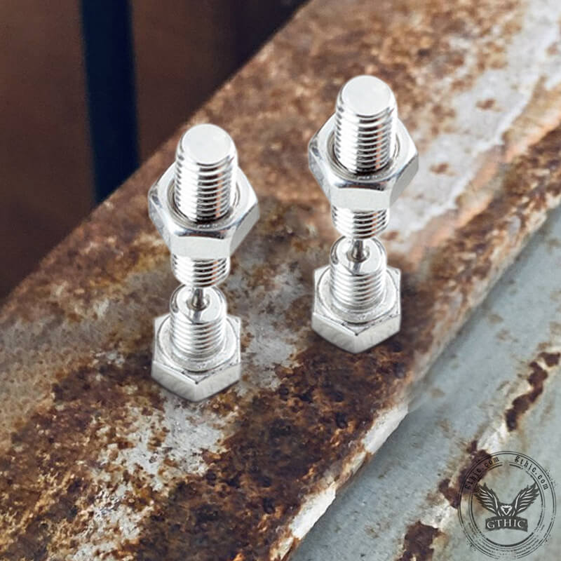 Hex Bolt Stainless Steel Screw Stud Earrings