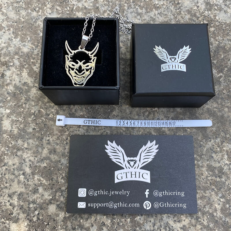 Hollow Oni Mask Stainless Steel Necklace