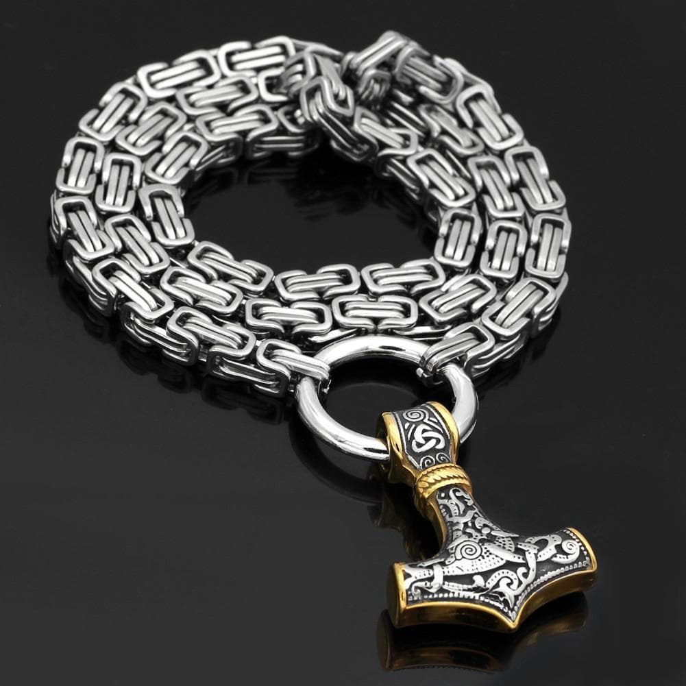 Vikings Mjolnir Stainless Steel King Chain Necklace