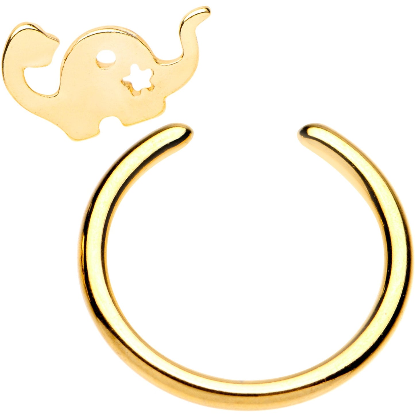 14G 3/8 Gold Tone IP Dinosaur Brontosaurus BCR Captive Ring