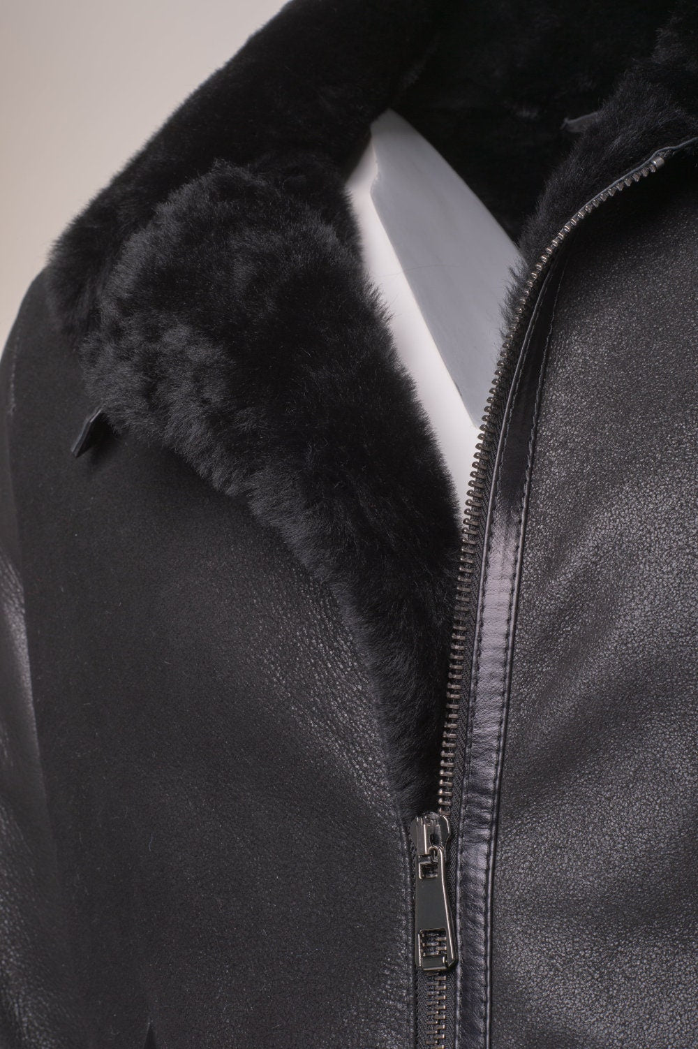 Handmade Black B3 Bomber Aviator Shearling Jacket