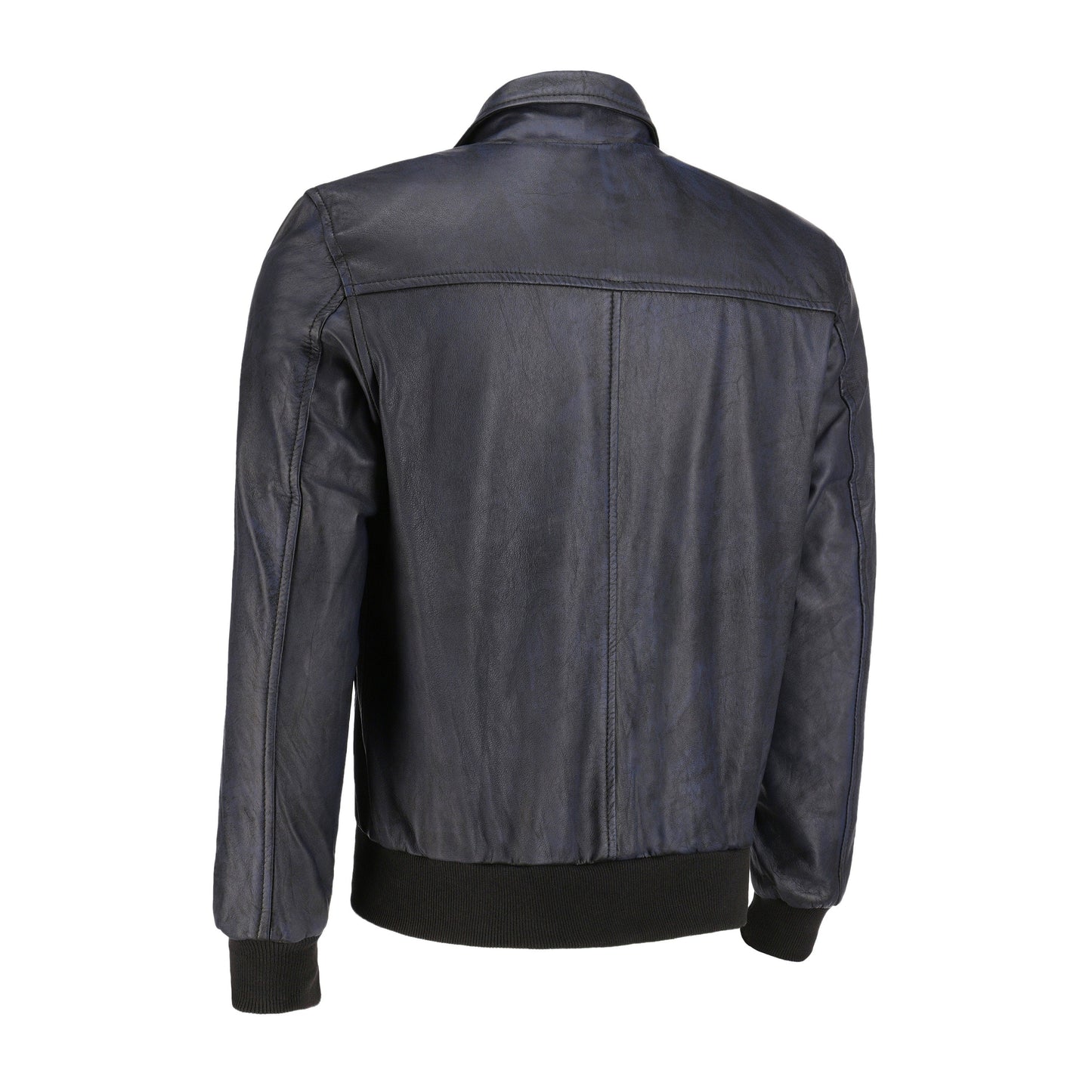 Handmade Black Beige Suede Bomber Leather Jacket With Ribbed Cuffs