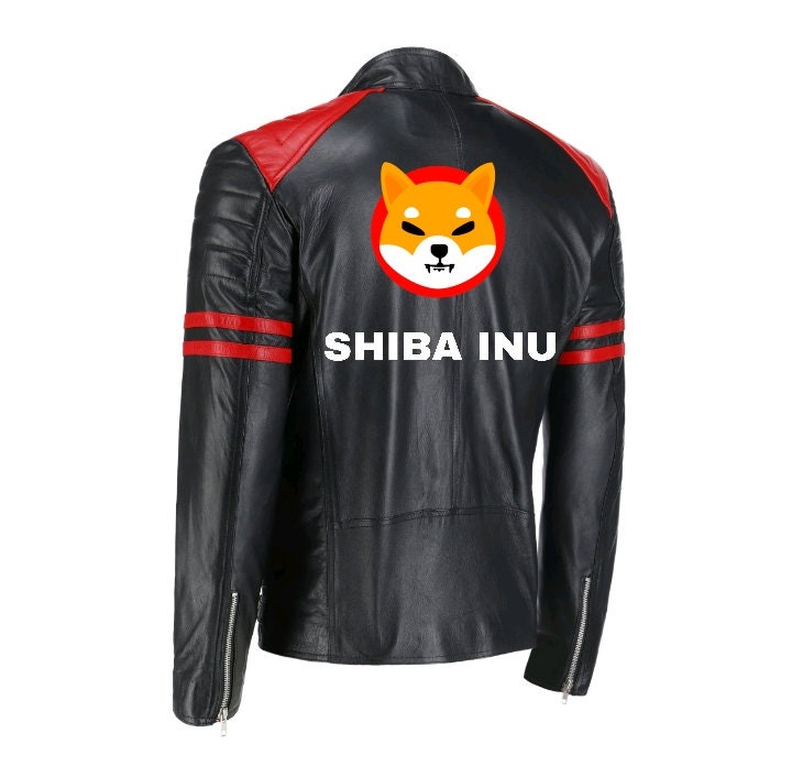 Handmade Shiba Inu Bomber Leather Jacket Red Stripes