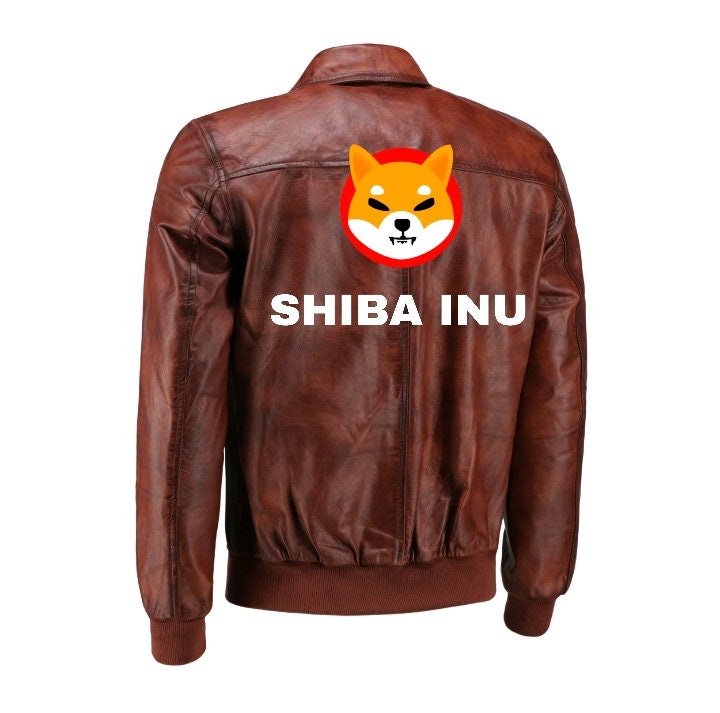 Handmade Shiba Inu Brown Bomber Leather Jacket