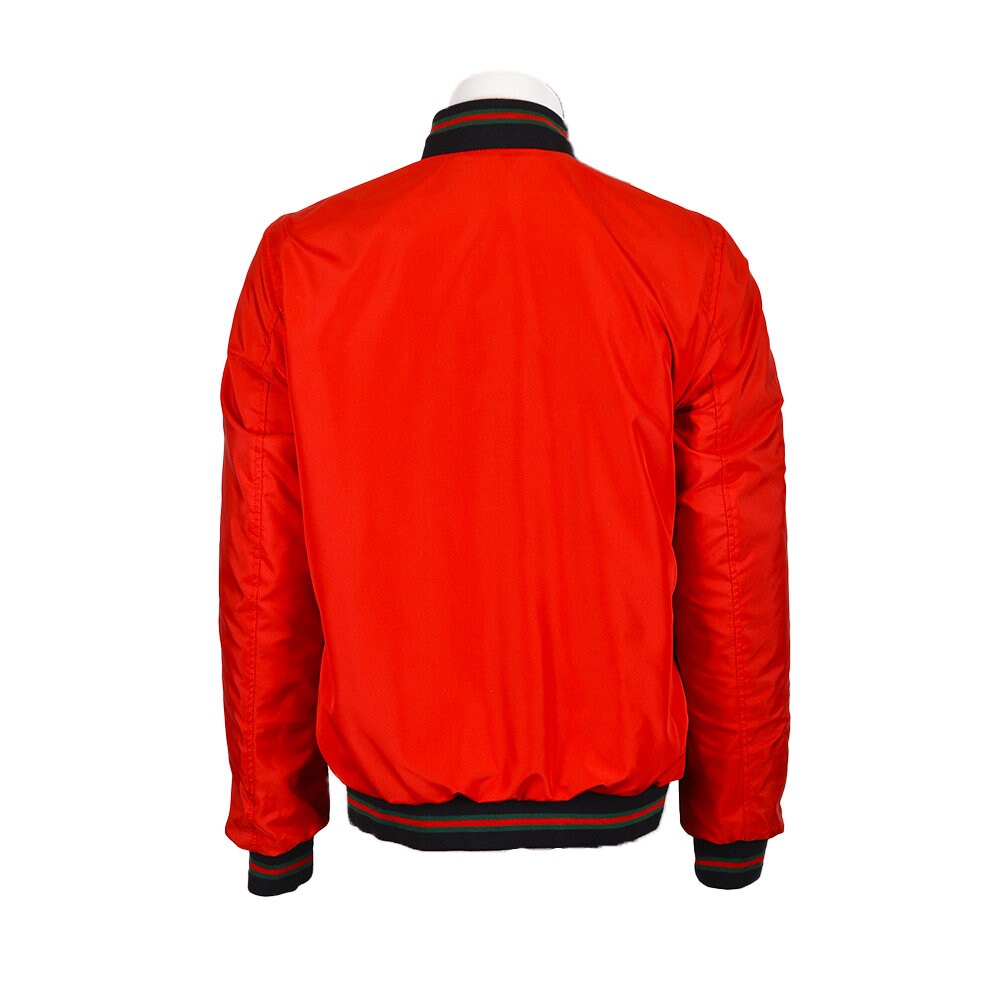 Handmade Red Moto Style Jacket With White Patches