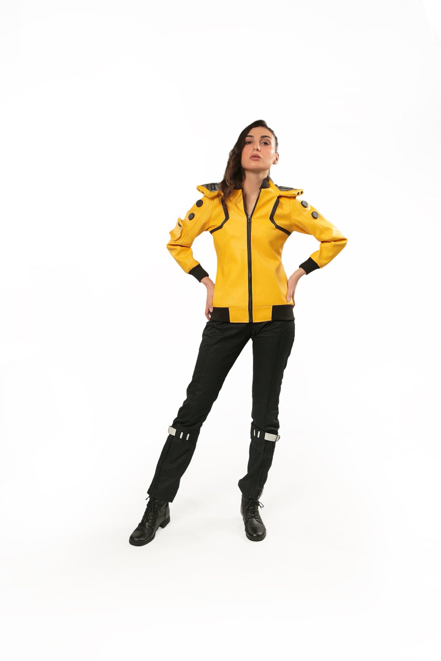 Judy's Yellow Cyberpunk 2077 Cosplay Jacket for Women Handcrafted by Ox and Bulls