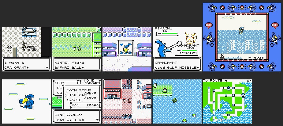 Pokemon Yellow Cramorant GBC ROM Hack Video Game Custom Gameboy Color