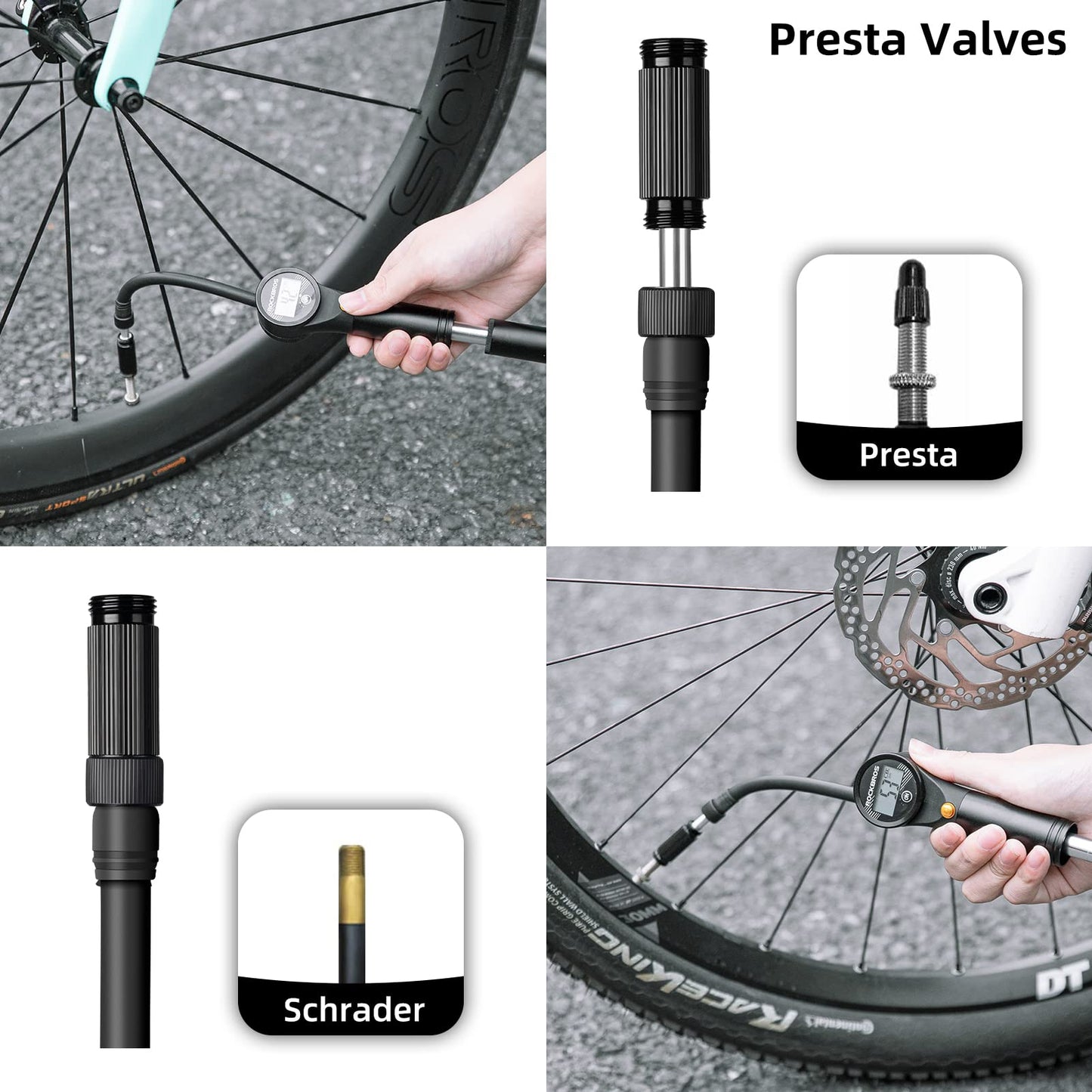 ROCKBROS Bike Tire Shock Mini Pump 320PSI High Pressure