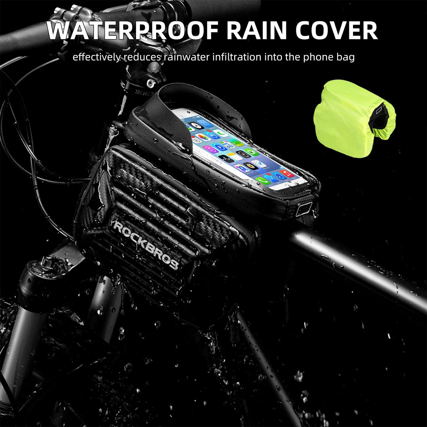ROCKBROS Bike Waterproof Front Frame Pouch Top Tube Handlebar Bag Below 6.2”/5.8”